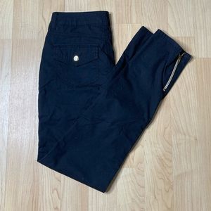 Jaanuu Scrub Pants Straight Slim Fit Ankle Zipper Black XS